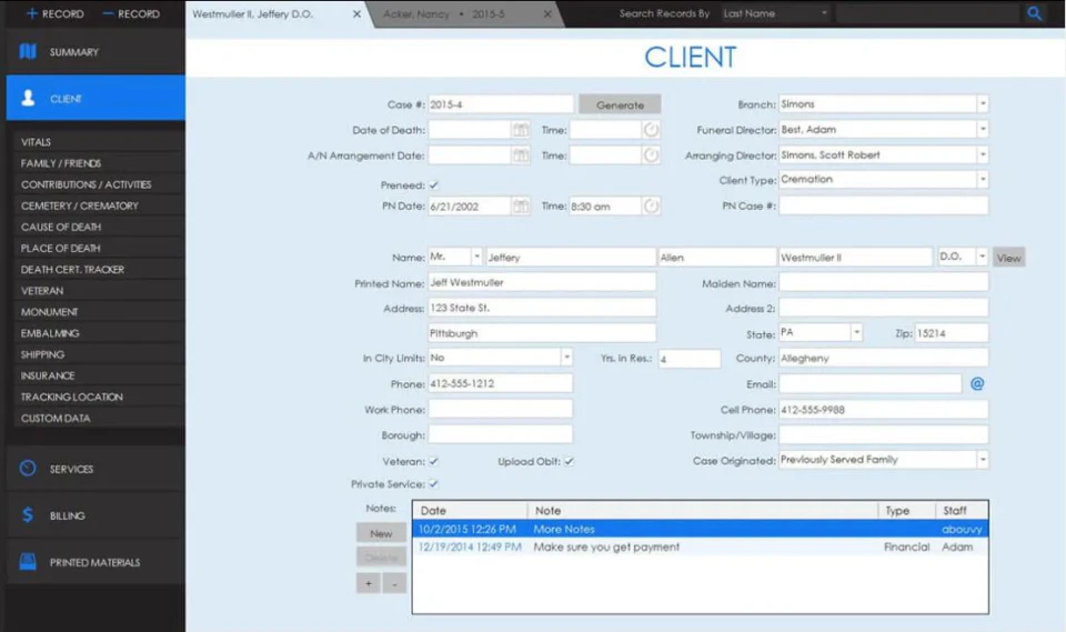 screenshot of SRS Computing
